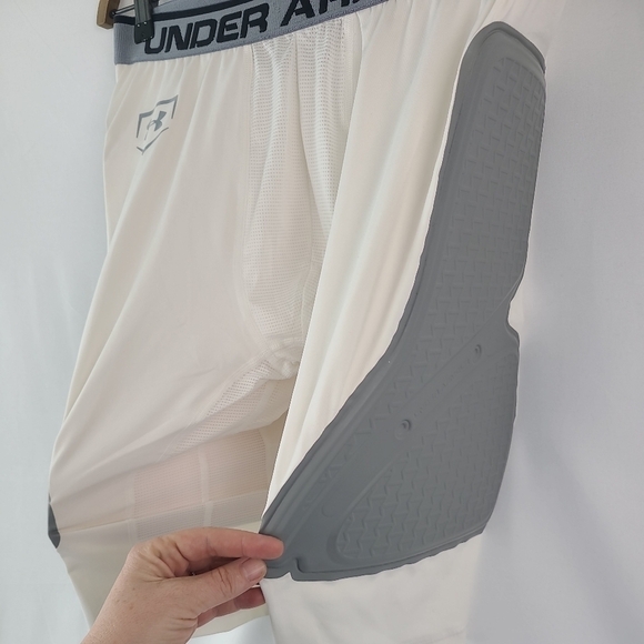 UA Under Armour Compression Slider Shorts Pads Sz XL Heat Gear White/Grey NWOT - Picture 6 of 7